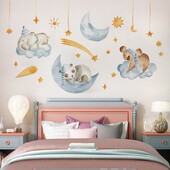 Životinje iz crtića Beba spava Zidne naljepnice Panda Slon Naljepnice za zidove za dječju sobu Igraonica Dječja dadilja Kućni dekor laku noć