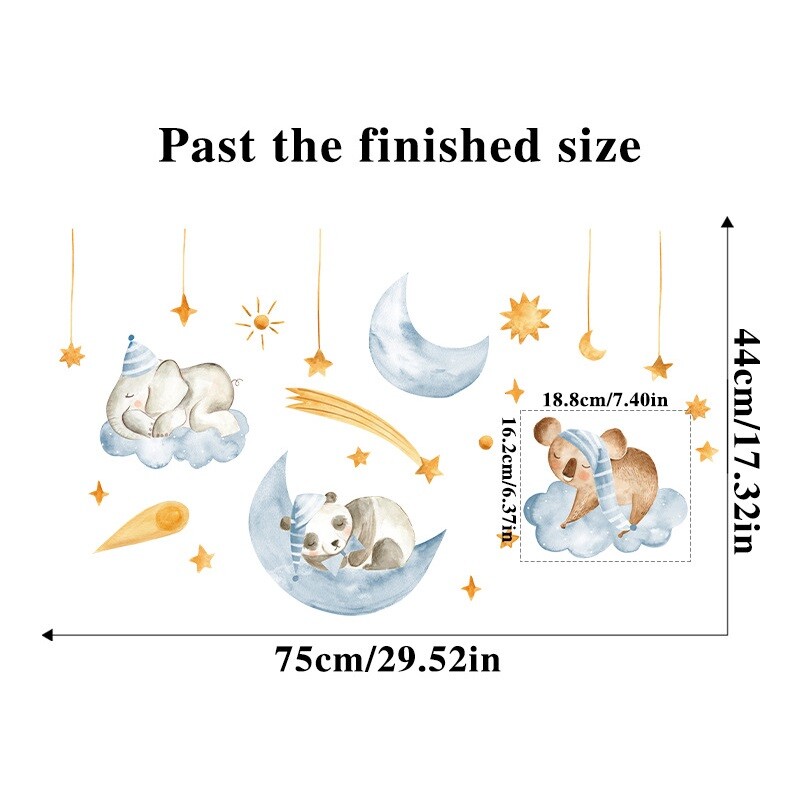 Životinje iz crtića Beba spava Zidne naljepnice Panda Slon Naljepnice za zidove za dječju sobu Igraonica Dječja dadilja Kućni dekor laku noć