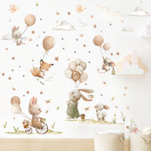 Suur armas loom Rebane Hiir Jänes Õhupall Laste Seinakleebised Lastetubadele Beebide Magamistoa Kodukaunistus Tapeet Seinakleebised