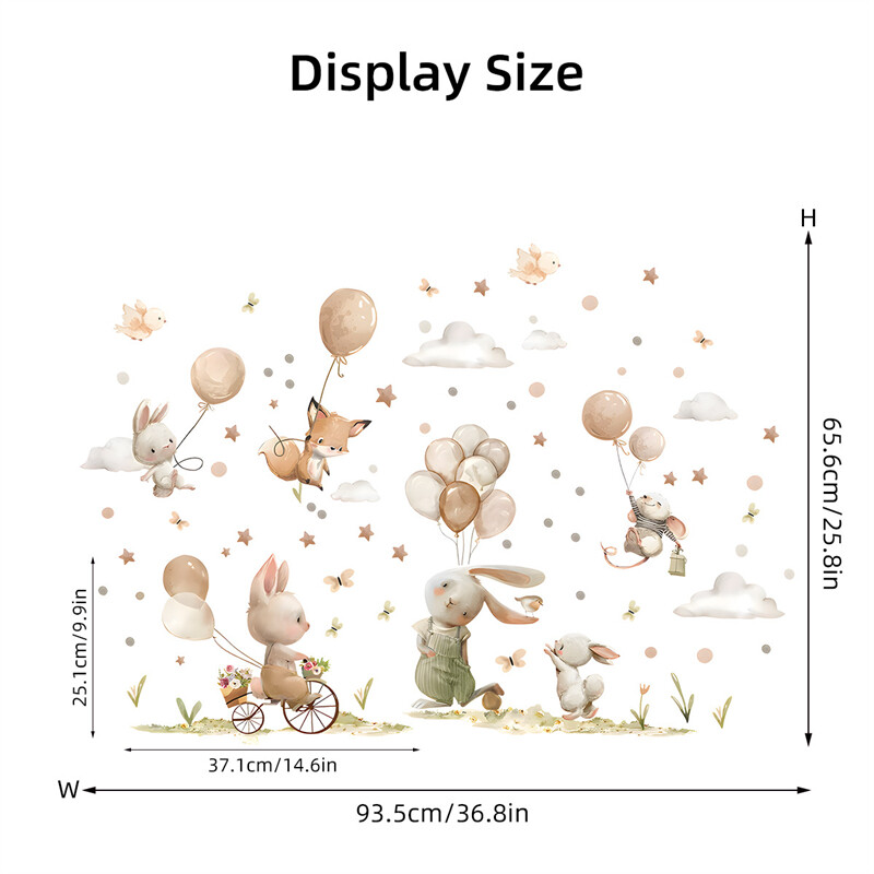 Suur armas loom Rebane Hiir Jänes Õhupall Laste Seinakleebised Lastetubadele Beebide Magamistoa Kodukaunistus Tapeet Seinakleebised