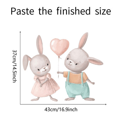 Χαριτωμένο κουνέλι Μπαλόνι Καρδιά Αυτοκόλλητα τοίχου για Παιδικά Δωμάτια Παιδικό Νηπιαγωγείο Διακόσμηση βρεφικού δωματίου Αυτοκόλλητα τοίχου Ταπετσαρία λαγουδάκι κρεβατοκάμαρας