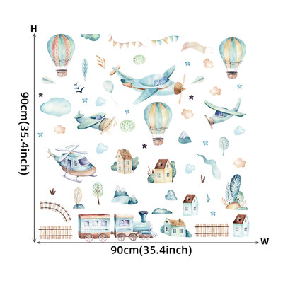 Multifilm kuumaõhupalliga loomad Seinakleebised lastetoale Poistetoa kaunistamise seinakleebised Lasteaia beebitoa kaunistuse kleebis