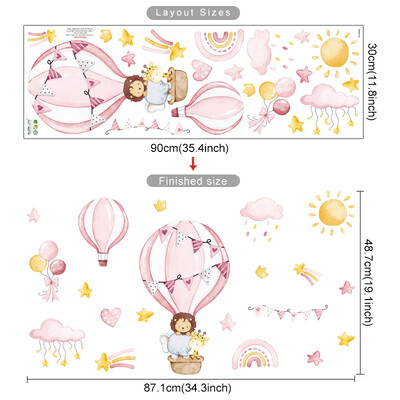Αυτοκόλλητα τοίχου με ακουαρέλα Bear Hot Air Balloon Cloud Μπλε χρώμα για παιδικό δωμάτιο Βρεφικό δωμάτιο Αυτοκόλλητα τοίχου παιδικού δωματίου Αυτοκόλλητα για αγόρι