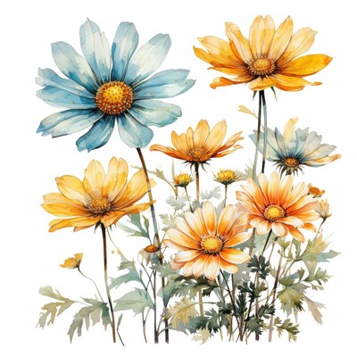 Стикери за стена за баня Стикери за капак на тоалетна Самозалепващи се стикери за тоалетна Малка маргаритка Акварелни стикери за стена за казанче