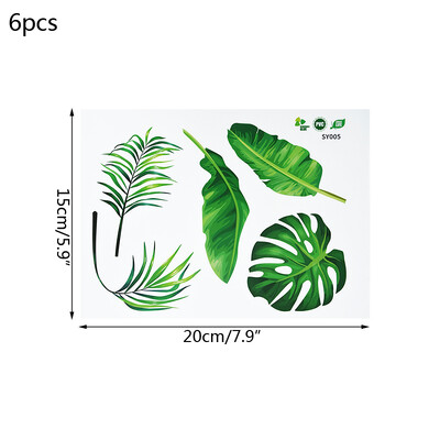 Подвижни тропически листа Цветя Стикери за стена Домашна всекидневна Декоративни зелени листа Растения Направи си сам Стикери Тапети 7