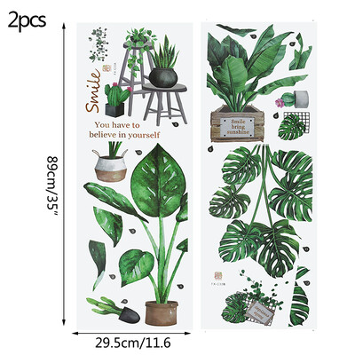 Подвижни тропически листа Цветя Стикери за стена Домашна всекидневна Декоративни зелени листа Растения Направи си сам Стикери Тапети 7