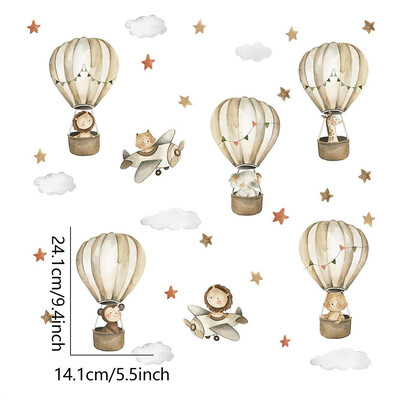 Nordic Cartoon Animals Elephant Giraffe Het Air Balloon Αυτοκόλλητο τοίχου για παιδιά Αγόρια Κορίτσια Διακόσμηση βρεφικού δωματίου Παιδική ταπετσαρία