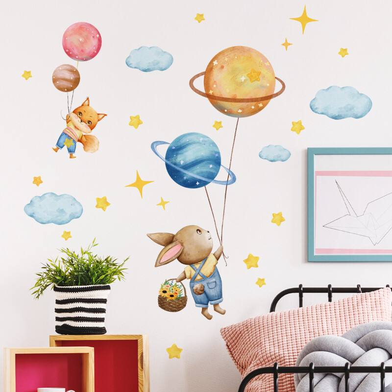 καρτούν Animal Planet Αυτοκόλλητα τοίχου Δημιουργική διακόσμηση τοίχου σπιτιού Αυτοκόλλητη διακόσμηση παιδικού δωματίου Υπνοδωμάτιο με φόντο Αυτοκόλλητα τοίχου