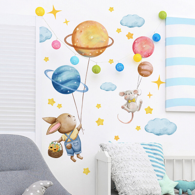 καρτούν Animal Planet Αυτοκόλλητα τοίχου Δημιουργική διακόσμηση τοίχου σπιτιού Αυτοκόλλητη διακόσμηση παιδικού δωματίου Υπνοδωμάτιο με φόντο Αυτοκόλλητα τοίχου