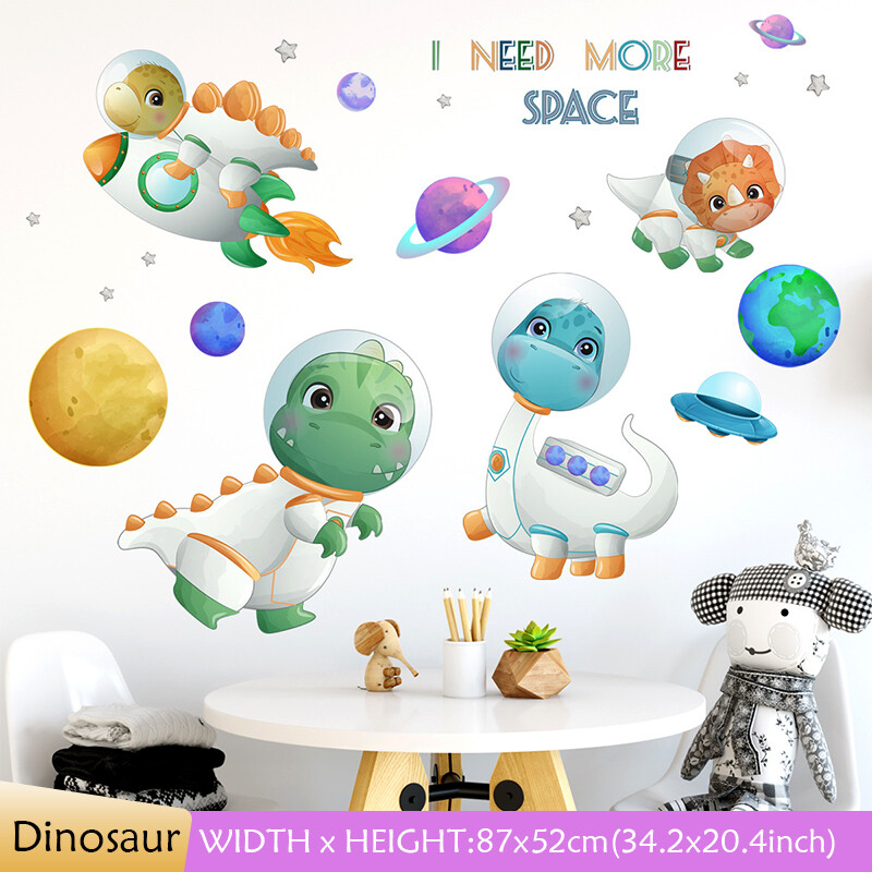 Cartoon Dinosaur Astronauts Αυτοκόλλητα τοίχου για παιδικό δωμάτιο Διακόσμηση νηπιαγωγείου Αυτοκόλλητα αυτοκόλλητα PVC Αυτοκόλλητα τοίχου Αξεσουάρ διακόσμησης σπιτιού