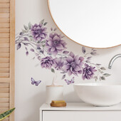 Lila virágos vinil csempe gyermek fali matrica lányszoba dekorációhoz hálószoba dekoráció ragasztós tapéta fali dekoráció szobadekoráció
