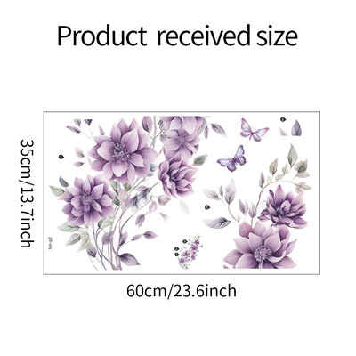 Lila virágos vinil csempe gyermek fali matrica lányszoba dekorációhoz hálószoba dekoráció ragasztós tapéta fali dekoráció szobadekoráció