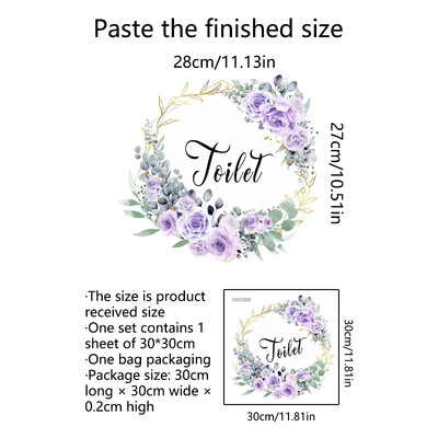 Αυτοκόλλητα τοίχου πόρτας τουαλέτας λουλουδιών για δημόσιο χώρο Διακόσμηση σπιτιού Μπάνιο Τουαλέτα WC Πινακίδα εισόδου Αυτοκόλλητα τοίχου Vinyl Art Διακόσμηση τουαλέτας