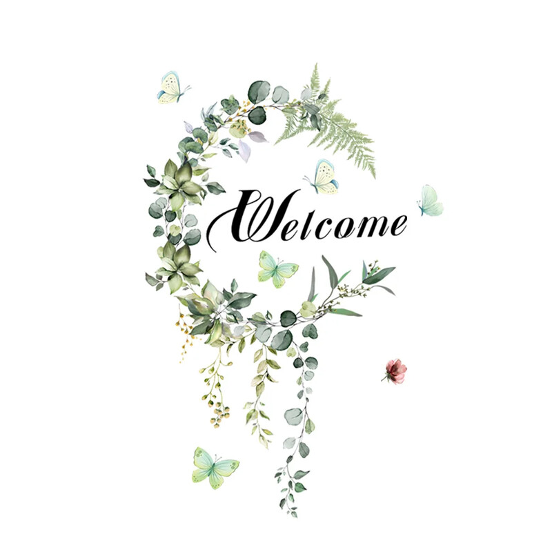 Зелени листа, растения, пеперуди, первази, стикери за стена, домашна врата, фон за телевизор, всекидневна, спалня, декорация, стенопис, художествени стикери