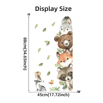 Анимационни стикери за врати Горски животни Мечка Заек Акварелен стикер за стена за бебешка детска стая Детска стая Стикери за стена Домашен декор