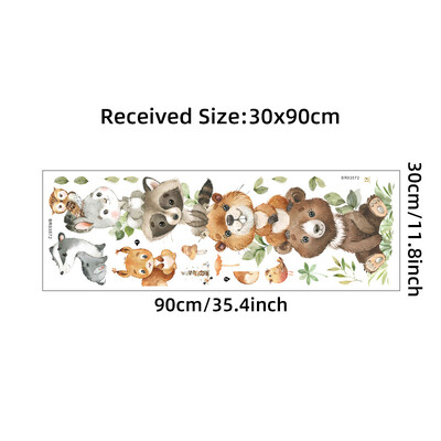 Αυτοκόλλητα πόρτας κινουμένων σχεδίων Ζώα του δάσους Bear Rabbit ακουαρέλα Αυτοκόλλητο τοίχου για βρεφικό δωμάτιο Παιδικό δωμάτιο Αυτοκόλλητα τοίχου Διακόσμηση σπιτιού