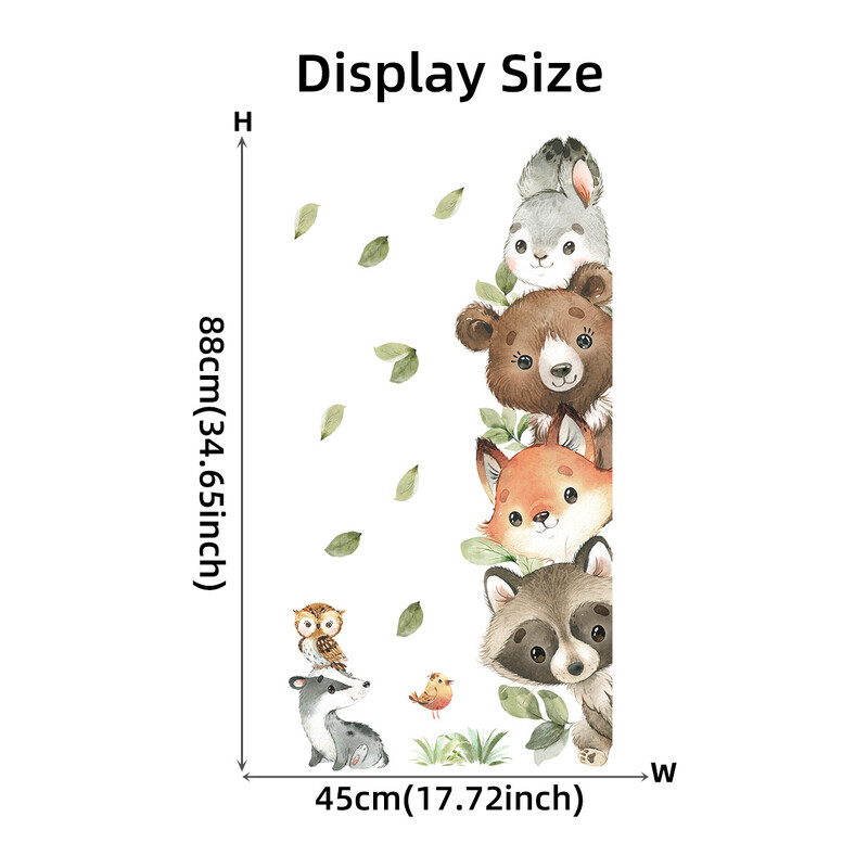 Αυτοκόλλητα πόρτας κινουμένων σχεδίων Ζώα του δάσους Bear Rabbit ακουαρέλα Αυτοκόλλητο τοίχου για βρεφικό δωμάτιο Παιδικό δωμάτιο Αυτοκόλλητα τοίχου Διακόσμηση σπιτιού