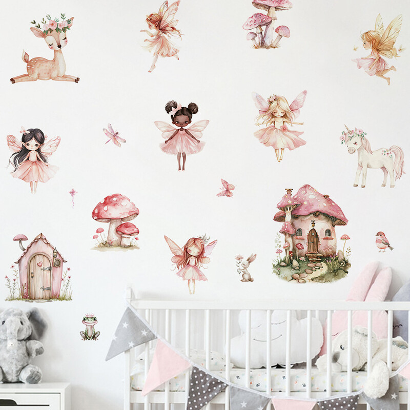 Multikas armas haldjas seene majataime seinakleebis Lillepäkapikud Seinakleebised lastetoale Beebitüdruku lasteaiatoa magamistoa sisekujundus