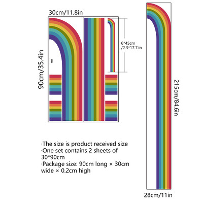 Карикатура Rainbow Pattern Стикер за стена Всекидневна Спалня Декорация на краищата на стената Стикери Детска стая Самозалепващи тапети за домашен декор