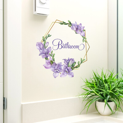 Litere englezești Plante de baie Flori Autocolante pentru uși de baie Autocolante decorative de perete Autoadezive