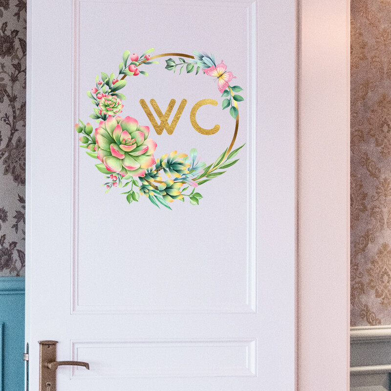 Taimed Lilled Inglise sõnad WC-seinakleebised Vannitoa WC-kaunistus Seinakleebised Isekleepuvad