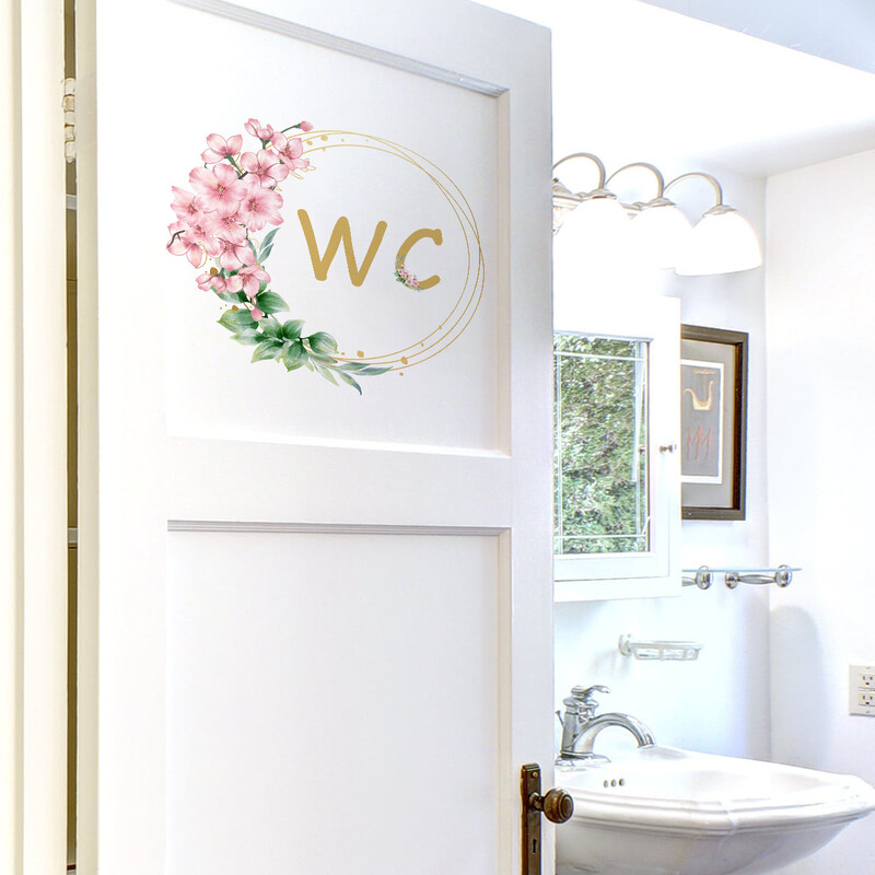 Taimed Lilled Inglise sõnad WC-seinakleebised Vannitoa WC-kaunistus Seinakleebised Isekleepuvad