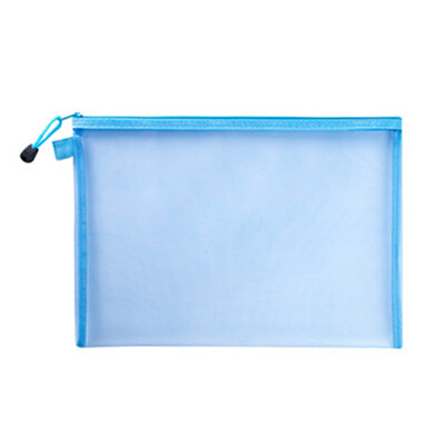 Прозрачна водоустойчива мрежеста торбичка с цип, чанта за документи, папки с размер A4 за училищни офис консумативи, молив, чанти за съхранение