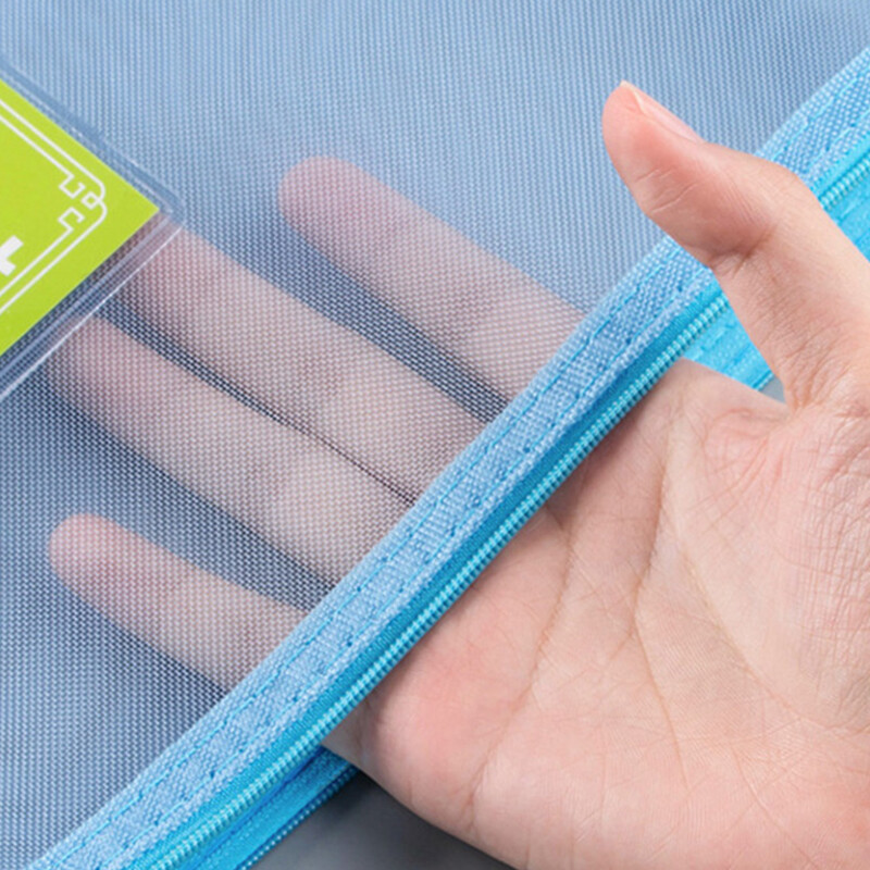 Прозрачна водоустойчива мрежеста торбичка с цип, чанта за документи, папки с размер A4 за училищни офис консумативи, молив, чанти за съхранение