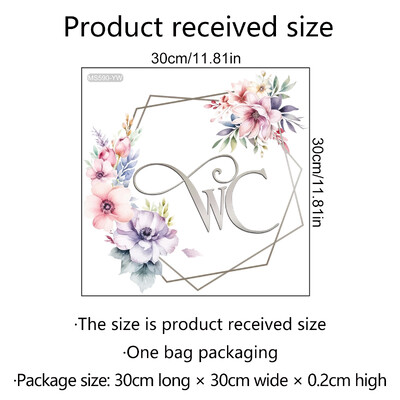 Inglise wc Garlandi lilledega seinakleebised, Vannituba, WC, Uksekaunistus, Isekleepuv