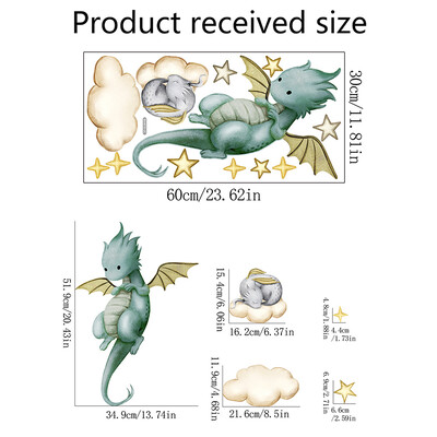 Κινούμενα σχέδια Flying Dinosaurs Αυτοκόλλητα τοίχου για Παιδικά Δωμάτια Διακόσμηση Δωματίου Αγόρι μωρό Χαριτωμένα ζώα Σύννεφα αστέρια Αυτοκόλλητα τοίχου Τοιχογραφία