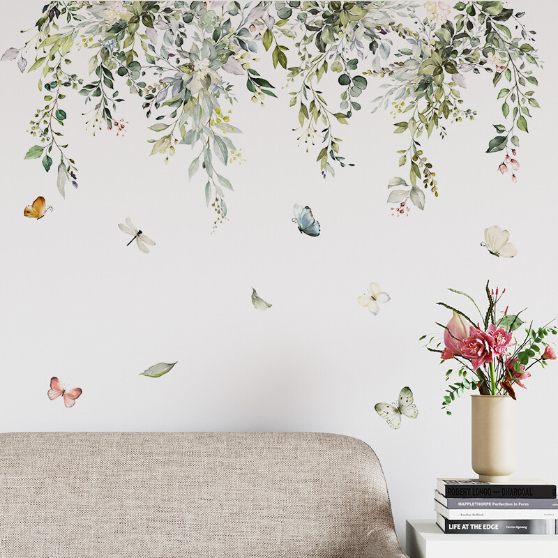 Virág levél Vinil csempe Gyermek fali matrica lányszoba dekorációhoz Bútormatrica Ragasztó tapéta Fali dekoráció Hálószoba dekoráció