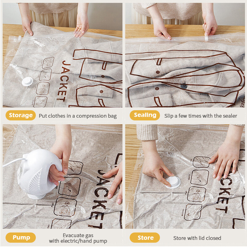 Висящи вакуумни чанти за съхранение Чанти за спестяване на място Вакуумно запечатана торба за съхранение на костюми, палта, якета, гардероб, органайзер и съхранение