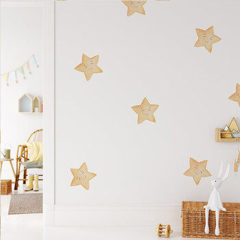 Boho Smiley Stars Стикери за стена за детска спалня Baby Nursery Nordic Style DIY Wall Art Cartoon тапети Декорация на дома