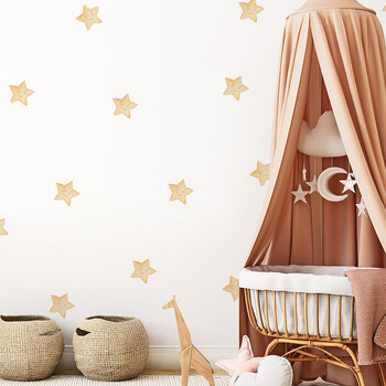 Boho Smiley Stars Стикери за стена за детска спалня Baby Nursery Nordic Style DIY Wall Art Cartoon тапети Декорация на дома