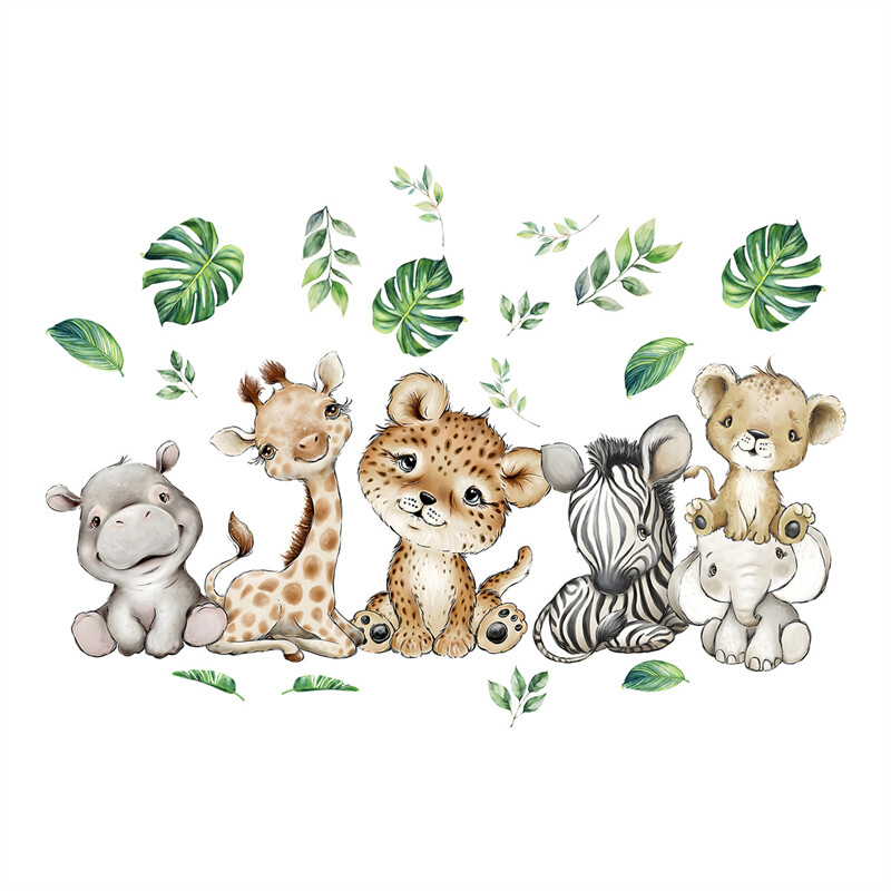Αυτοκόλλητα τοίχου Παιδικό Δωμάτιο Ζούγκλα Green Leaf για Παιδικά Δωμάτια Vinyl PVC Νηπιαγωγείο Διακόσμηση βρεφικού δωματίου Αυτοκόλλητη ταπετσαρία