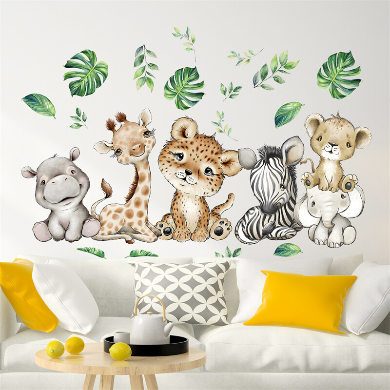 Αυτοκόλλητα τοίχου Παιδικό Δωμάτιο Ζούγκλα Green Leaf για Παιδικά Δωμάτια Vinyl PVC Νηπιαγωγείο Διακόσμηση βρεφικού δωματίου Αυτοκόλλητη ταπετσαρία