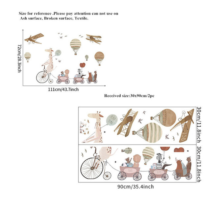 Карикатура Стикери за стена с балон с горещ въздух за детски стаи Животни Детски декор на стена Декорация на бебешка детска стая Подвижни стикери за стена