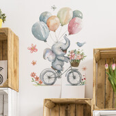 Elephant Balloon Bird Flower Παιδικό αυτοκόλλητο ταπετσαρία Αυτοκόλλητα τοίχου για μωρό αγόρι νηπιαγωγείο Διακόσμηση παιδικού δωματίου