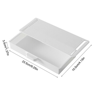 1 buc. Organizator pentru sertar sub birou, negru, gri, alb, 9,25 x 4,13 x 1,38 inci, tavă pentru creion, cutie de depozitare pentru birou, cutie organizatoare