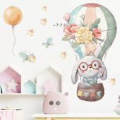 Kuumaõhupall Bunny Cartoon Loomade seinakleebised beebitoa kaunistamiseks Eemaldatavad loomad PVC seinakleebised Kodukaunistused Seinapildid