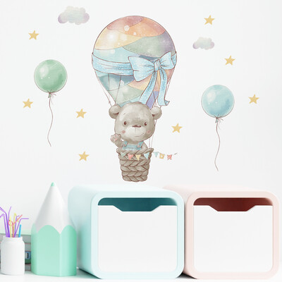 Kuumaõhupall Bunny Cartoon Loomade seinakleebised beebitoa kaunistamiseks Eemaldatavad loomad PVC seinakleebised Kodukaunistused Seinapildid