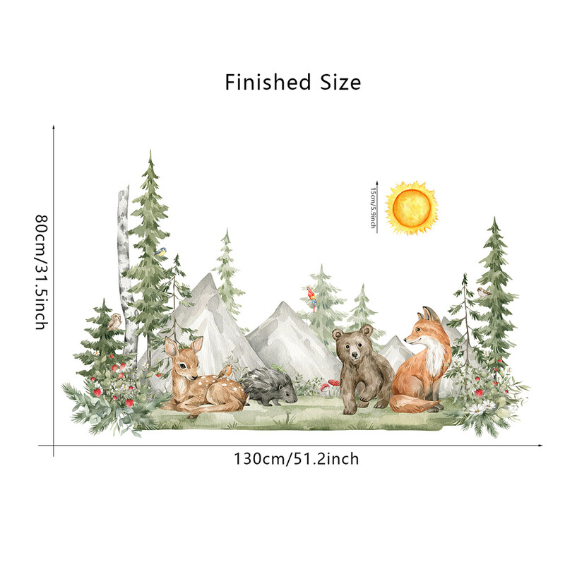 Μεγάλα ζωγραφισμένα στο χέρι Αυτοκόλλητα τοίχου για παιδικό δωμάτιο Φιλικό προς το περιβάλλον Διακόσμηση νηπιαγωγείου Αφαιρούμενα αυτοκόλλητα αυτοκόλλητα αφίσες τοιχογραφίας