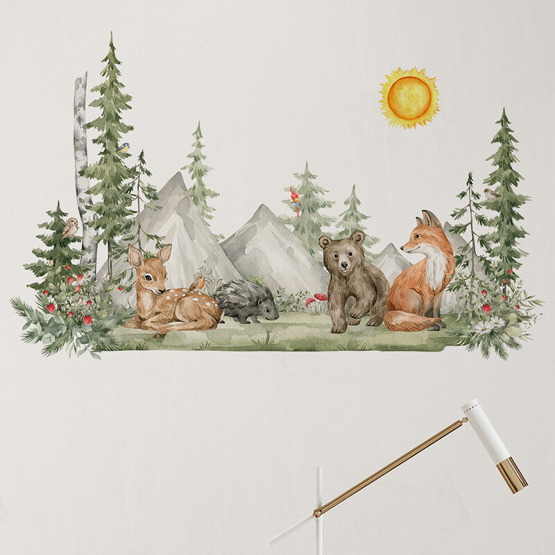 Μεγάλα ζωγραφισμένα στο χέρι Αυτοκόλλητα τοίχου για παιδικό δωμάτιο Φιλικό προς το περιβάλλον Διακόσμηση νηπιαγωγείου Αφαιρούμενα αυτοκόλλητα αυτοκόλλητα αφίσες τοιχογραφίας