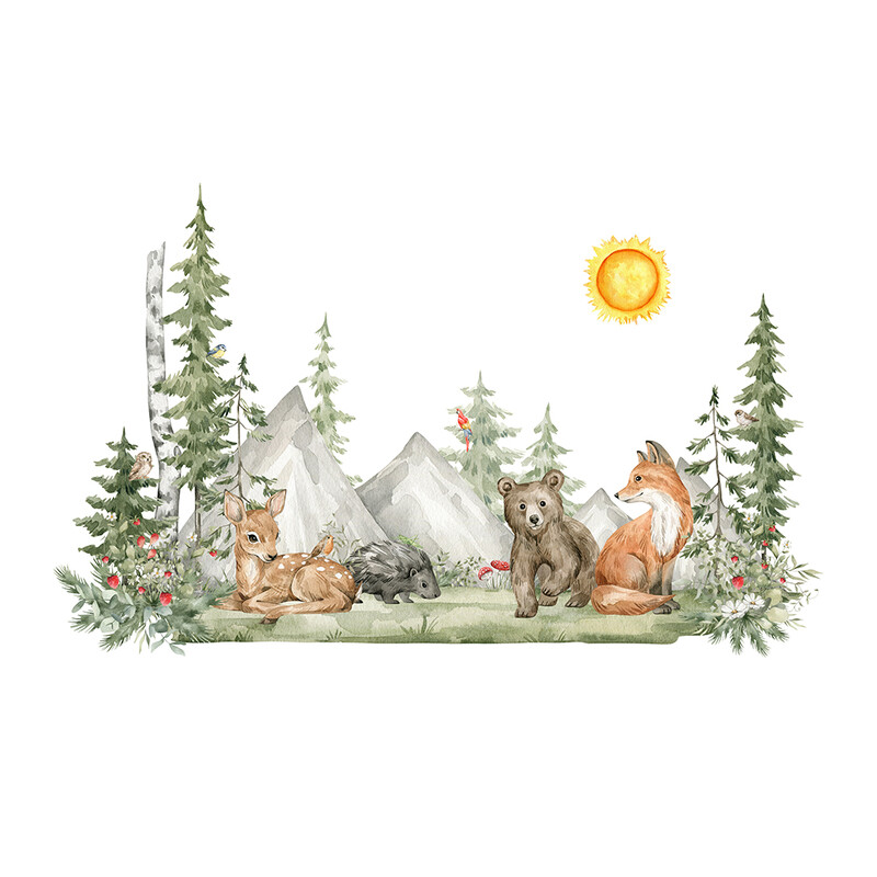 Μεγάλα ζωγραφισμένα στο χέρι Αυτοκόλλητα τοίχου για παιδικό δωμάτιο Φιλικό προς το περιβάλλον Διακόσμηση νηπιαγωγείου Αφαιρούμενα αυτοκόλλητα αυτοκόλλητα αφίσες τοιχογραφίας