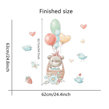 Карикатура Сладки животни Стикери за стена Балони с горещ въздух за детска стая Декорация на детска стая Изкуство Подвижни стикери Плакати Стенописи за прозорци на плочки