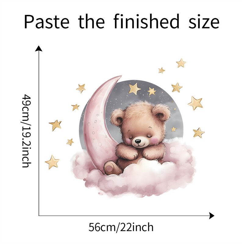 Multifilmi Star Moon Sleep Bear seinakleebised beebitoale poistele tüdrukutele magamistoa kaunistamiseks Lastetoa sisekujunduseks laste kleebiste tapeet