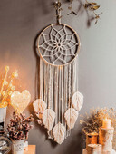 Macrame Dream Catcher Bohemian Leaf pakabinama siena Nordic Decor Boho rankų darbo gobeleno papuošalai namų svetainės dekoravimui