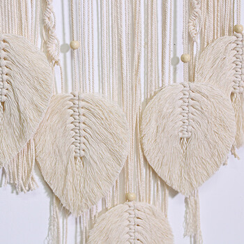 Macrame Dream Catcher Bohemian Leaf Висяща стена Nordic Decor Boho Ръчно изработени гоблени Орнаменти за декорация на домашна всекидневна