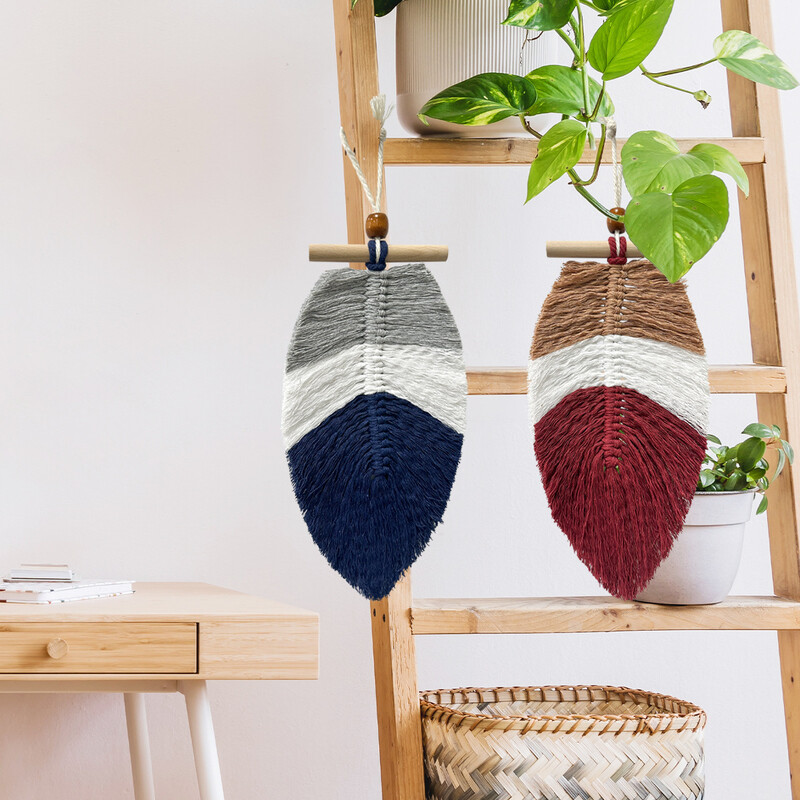1/2 tk Põhjamaade tutilehtedest makramee seinarippuv seinavaip lastetuppa Boheemlas stiilis beebimagamistoa lehtedest rippuv ripats