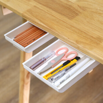 Under Desk Drawer Organizer Slide Out Κρυφό συρτάρι γραφείου Χώρος εργασίας Organizers Θήκη στυλό Μακιγιάζ χαρτικής αποθήκευσης Αυτοκόλλητο